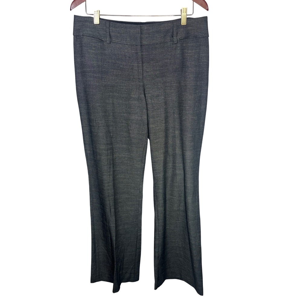 Ann Taylor LOFT Julie Trouser Pants 10 Charcoal Grey Wide‎ Leg Mid Rise Workwear